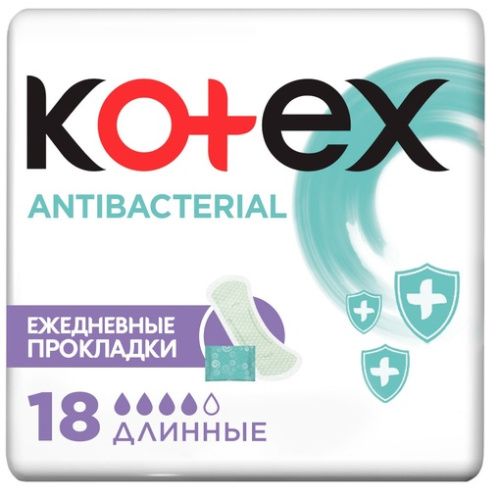 Ежедневные антибактериальные длинные прокладки, 18 шт Kotex (Россия) купить по цене 287 руб.