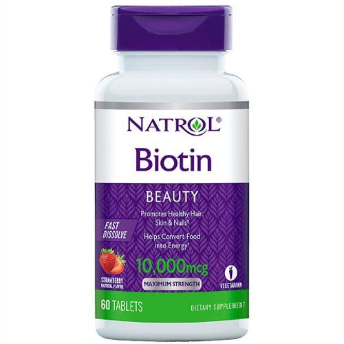 Биотин быстрорастворимый 10000 мкг, 60 таблеток Natrol (США) купить по цене 1 409 руб.