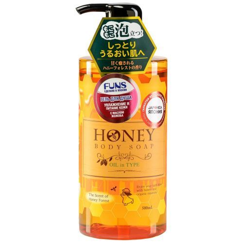 Гель для душа увлажняющий с экстрактом меда и маслом жожоба Honey Oil, 500 мл Funs (Япония) купить по цене 1 352 руб.