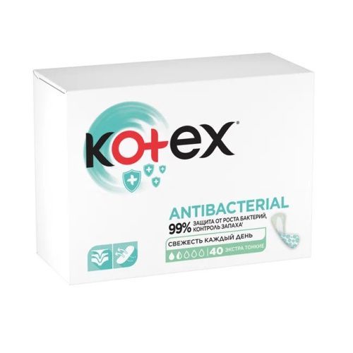 Ежедневные антибактериальные экстратонкие прокладки, 40 шт Kotex (Россия) купить по цене 463 руб.