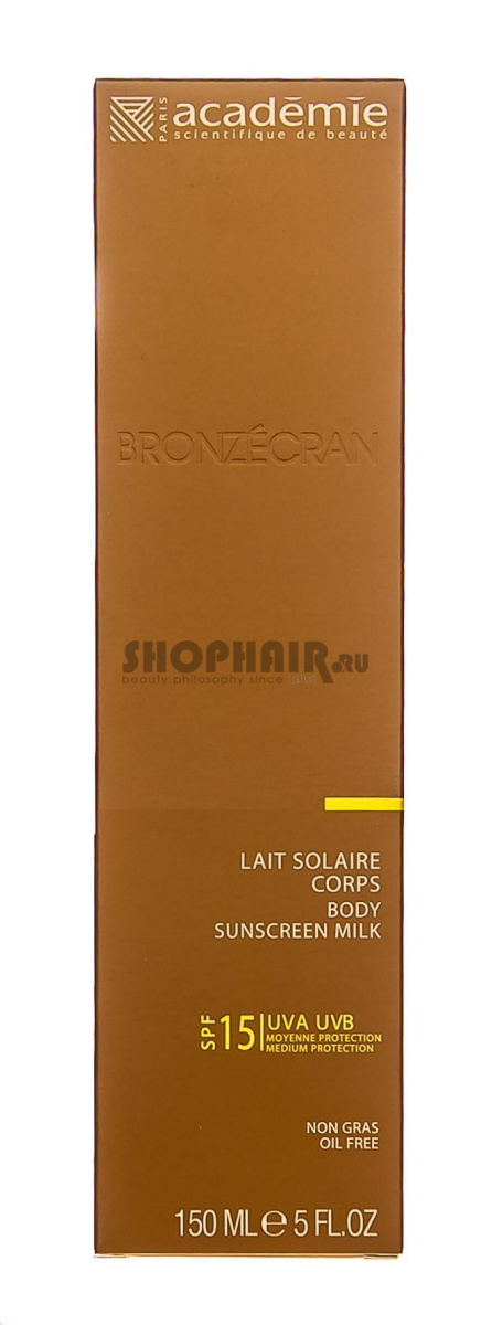 Academie Bronzecran Body Sunscreen Milk SPF 15 - Солнцезащитное молочко для тела SPF 15 150 мл Academie (Франция) купить по цене 5 040 руб.
