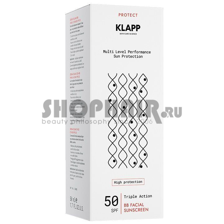 Солнцезащитный BB крем Facial Sunscreen SPF 50, 50 мл Klapp (Германия) купить по цене 4 720 руб.