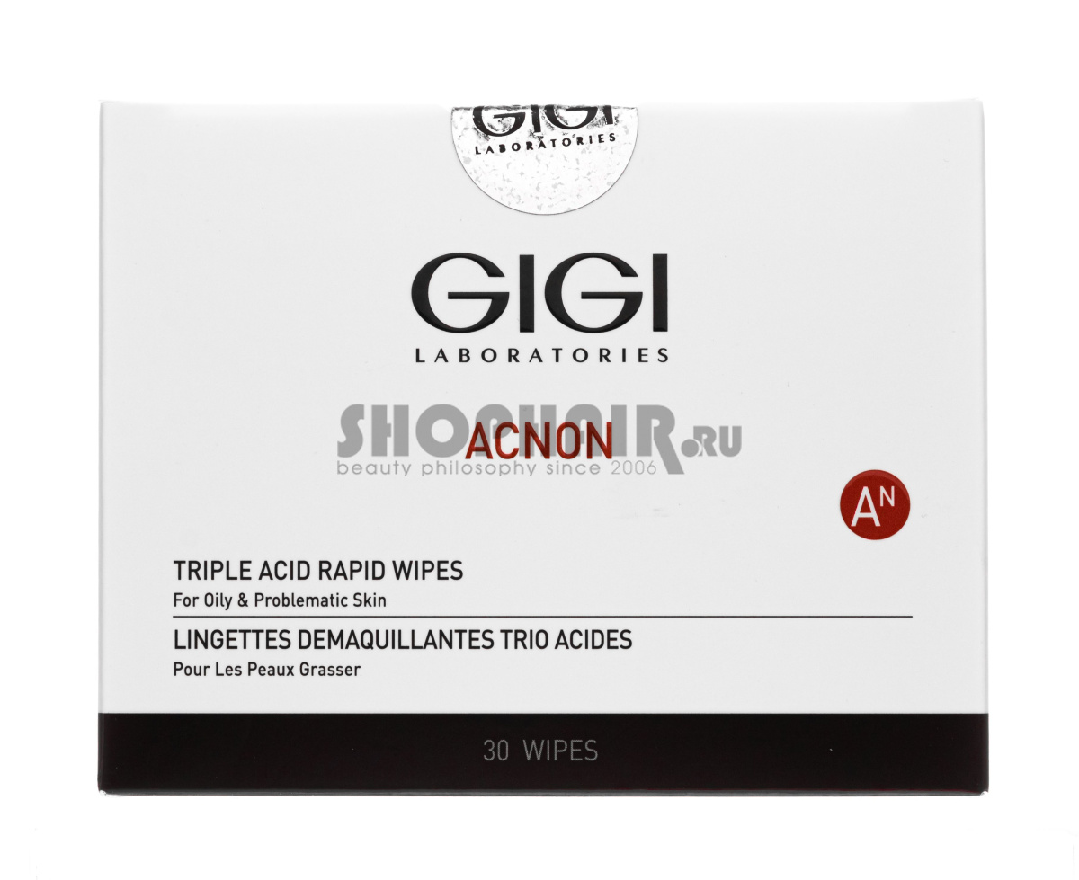 GIGI Acnon Triple Acid Rapid Wipe - Салфетки-пилинг трехкислотные 30 шт GIGI (Израиль) купить по цене 6 038 руб.