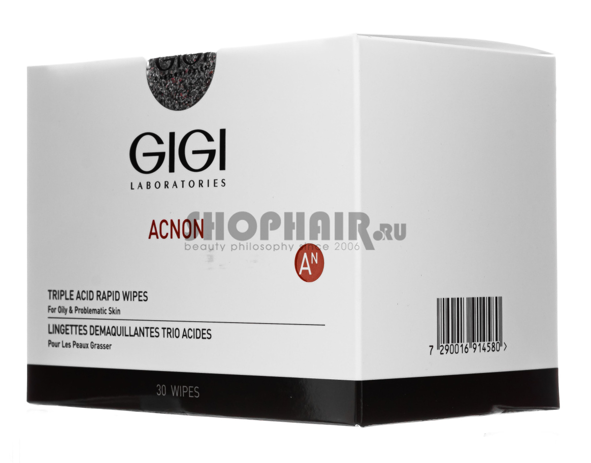 GIGI Acnon Triple Acid Rapid Wipe - Салфетки-пилинг трехкислотные 30 шт GIGI (Израиль) купить по цене 6 038 руб.