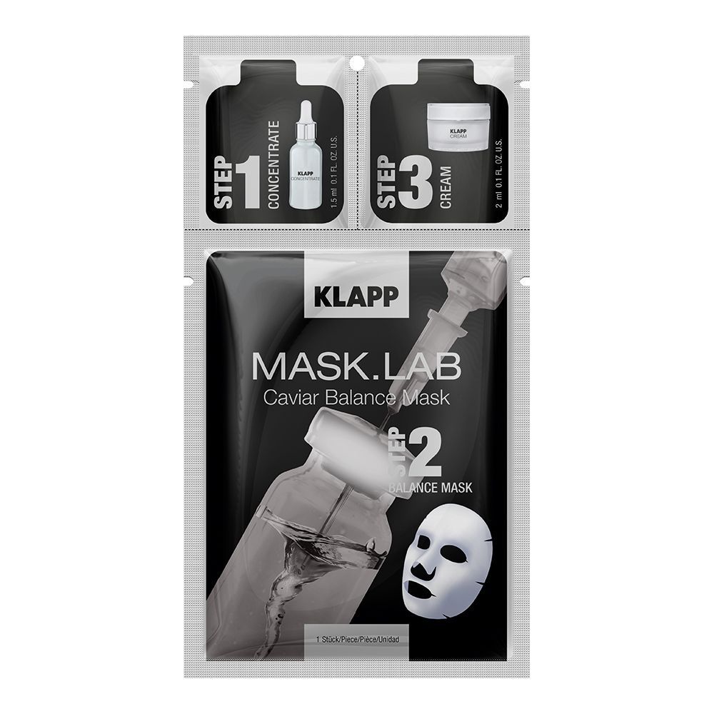 Klapp Mask.Lab Caviar Balance Mask - 3-х компонентный набор с экстрактом черной икры: концентрат, маска, крем Klapp (Германия) купить по цене 5 169 руб.