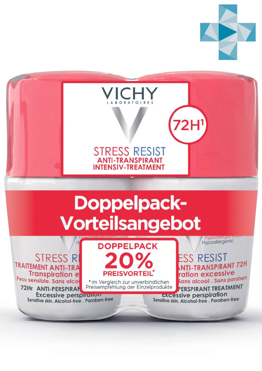 Vichy Deodorant - Дезодорант анти-стресс от избыточного потоотделения с защитой 72 часа 2*50 мл Vichy (Франция) купить по цене 2 128 руб.