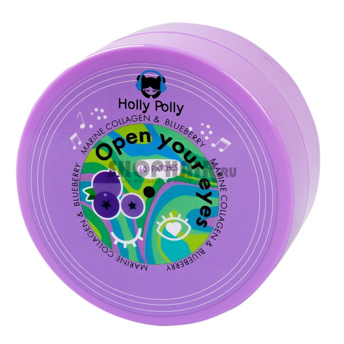 Holly Polly Music Collection Open Your Eyes - Гидрогелевые патчи для глаз с Морским Коллагеном и экстрактом Черники (Увлажнение и анти-эйдж эффект) 60 шт Holly Polly (Россия) купить по цене 299 руб.