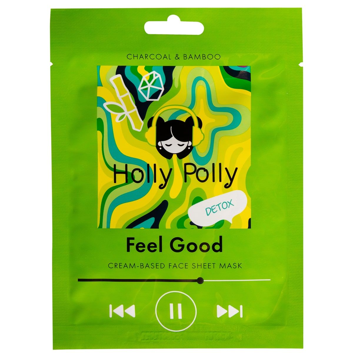 Holly Polly Music Collection Feel Good - Тканевая маска для лица на кремовой основе с Углем и экстрактом Бамбука (Детокс) 22 гр Holly Polly (Россия) купить по цене 120 руб.