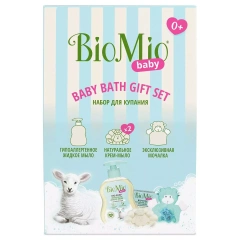 Детский набор для купания Baby 0+: жидкое мыло 300 мл + крем-мыло 90 г + мочалка BioMio (Россия) купить по цене 1 167 руб.