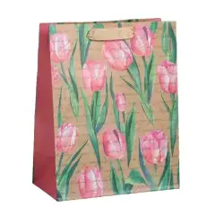 Пакет крафтовый вертикальный «Тюльпаны» 18 х 23 х 10 см Подарочная упаковка купить по цене 98 руб.