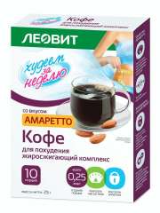 Леовит Худеем за неделю - Кофе для похудения (жиросжигающий комплекс) АМАРЕТТО 25 гр Леовит (Россия) купить по цене 318 руб.