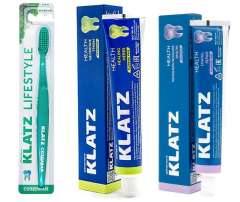 Klatz Health - Набор (зубная паста целебные травы 75 мл, реминерализация эмали 75 мл, зубная щетка средняя) Klatz (Россия) купить по цене 391 руб.