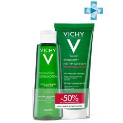 Vichy Normaderm - Набор для ежедневного очищения лица (cужающий поры очищающий лосьон 200 мл, гель для умывания Phytosolution 200 мл) Vichy (Франция) купить по цене 2 322 руб.