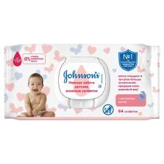 Johnson's Baby - Детские влажные салфетки «Нежная забота» 64 шт. Johnson’s (США) купить по цене 269 руб.
