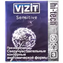 Презервативы №3 Hi-tech Sensitive, 3 шт Vizit (Россия) купить по цене 240 руб.