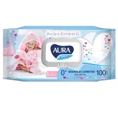 Влажные салфетки для детей Ultra Comfort с экстрактом алоэ и витамином Е 0+, 100 шт Aura (Россия) купить по цене 107 руб.