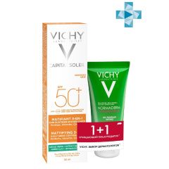 Vichy Capital Ideal Soleil - Набор (солнцезащитный матирующий уход для проблемной кожи 3-в-1 SPF50+ 50 мл, гель для умывания Phytosolution 50 мл) Vichy (Франция) купить по цене 1 789 руб.