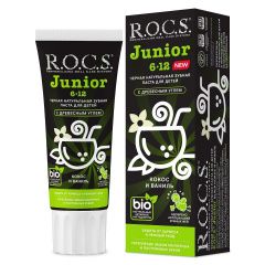 R.O.C.S. Junior - Черная зубная паста Кокос и Ваниль 74 гр R.O.C.S. (Россия) купить по цене 285 руб.