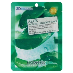 Тканевая 3D маска с экстрактом алоэ Aloe Natural Essence Mask, 23 г Food A Holic (Корея) купить по цене 44 руб.