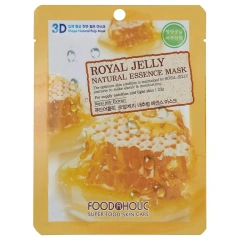 Тканевая 3D маска с экстрактом пчелиного маточного молочка Royal Jelly Natural Essence Mask, 23 г Food A Holic (Корея) купить по цене 44 руб.