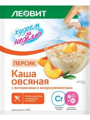 Леовит Худеем за неделю - Каша овсяная "Персик" с витаминами и микроэлементами 40 гр Леовит (Россия) купить по цене 42 руб.