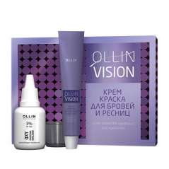 Ollin Professional Vision Black - Крем-краска для бровей и ресниц, черный 20 мл + салфетки под ресницы 15 пар Ollin Professional (Россия) купить по цене 176 руб.