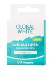 Вощеная зубная нить со вкусом мяты, 50 м Global White (Россия) купить по цене 390 руб.