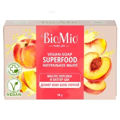 Натуральное мыло "Персик и ши" Vegan Soap Superfood, 90 г BioMio (Россия) купить по цене 119 руб.